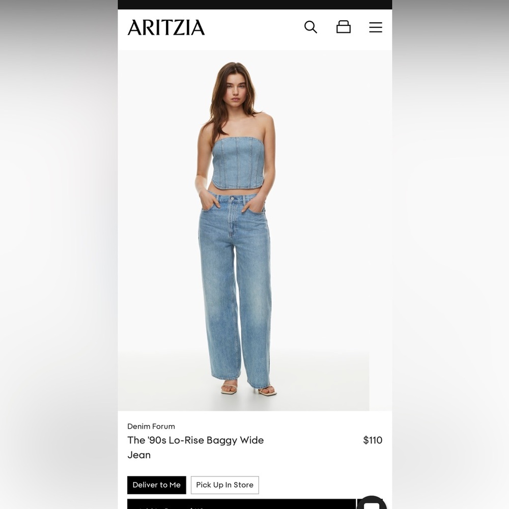 ARITZIA- DENIM FORUM THE 90s LO-RISE BAGGY WIDE